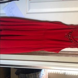 Red lace zip up dress